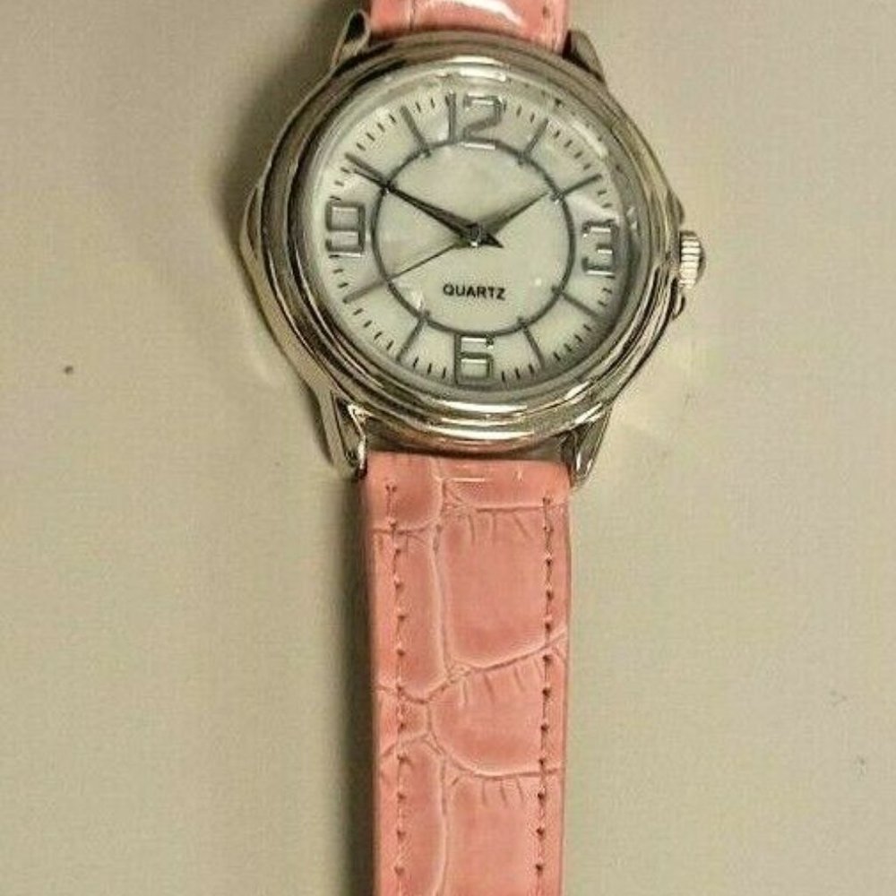 Pink Faux Alligator band ladies wrist watch